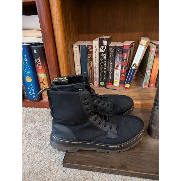 Dr. Martens Combs Poly Casual Boots Men's Black / Yellow Shoes COMBS -AW004 SZ 9 - Picture 2 of 5